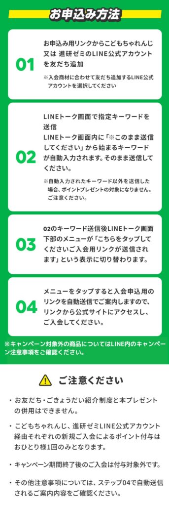 進研ゼミ公式LINEキャンペーンの手順